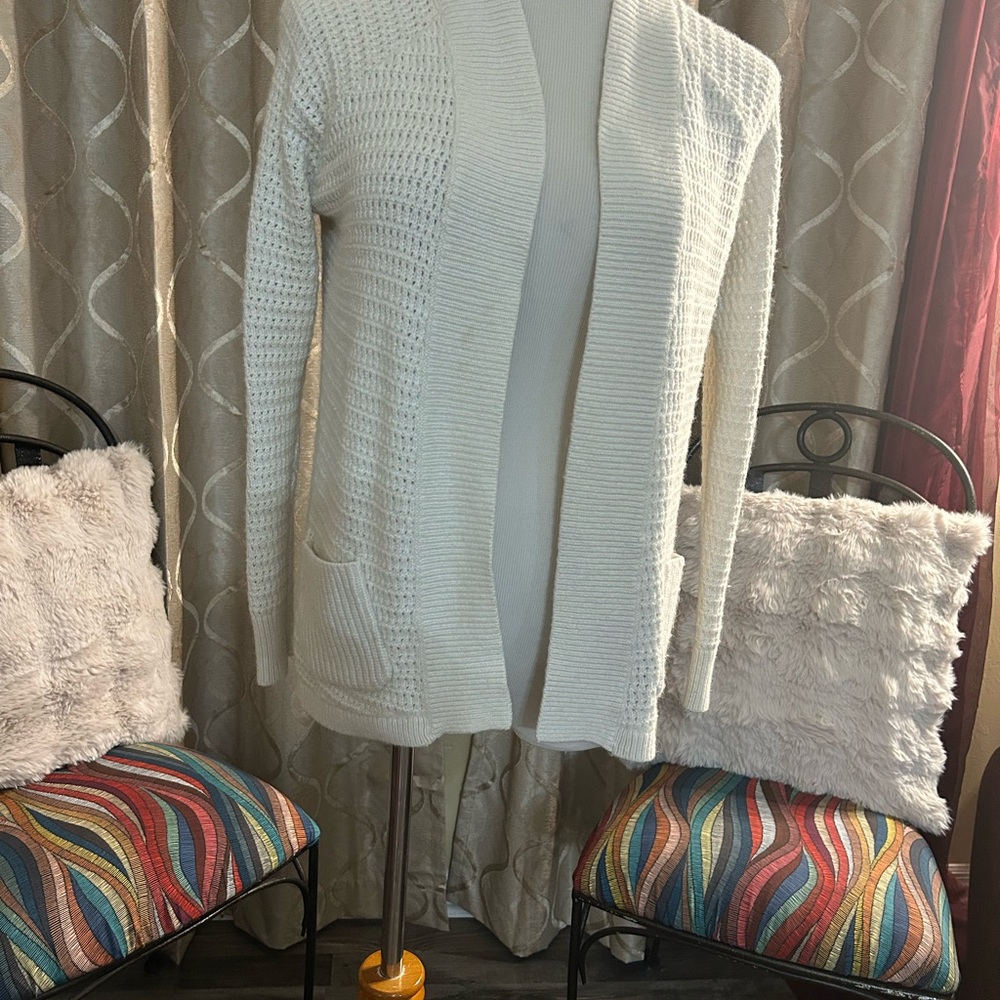 Lou & Grey Cream Open-Front Cardigan